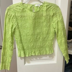 FRAME Light Green Ruched Long Sleeve Top